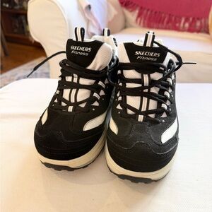 Women's Skechers Fitness Black and White Athletic Sneakers